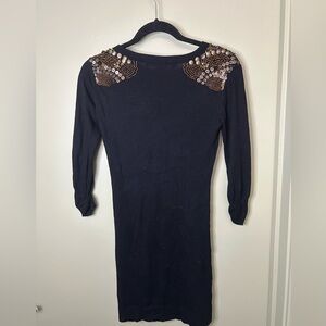 Elegant Black Dress with Beaded Shoulder Detail